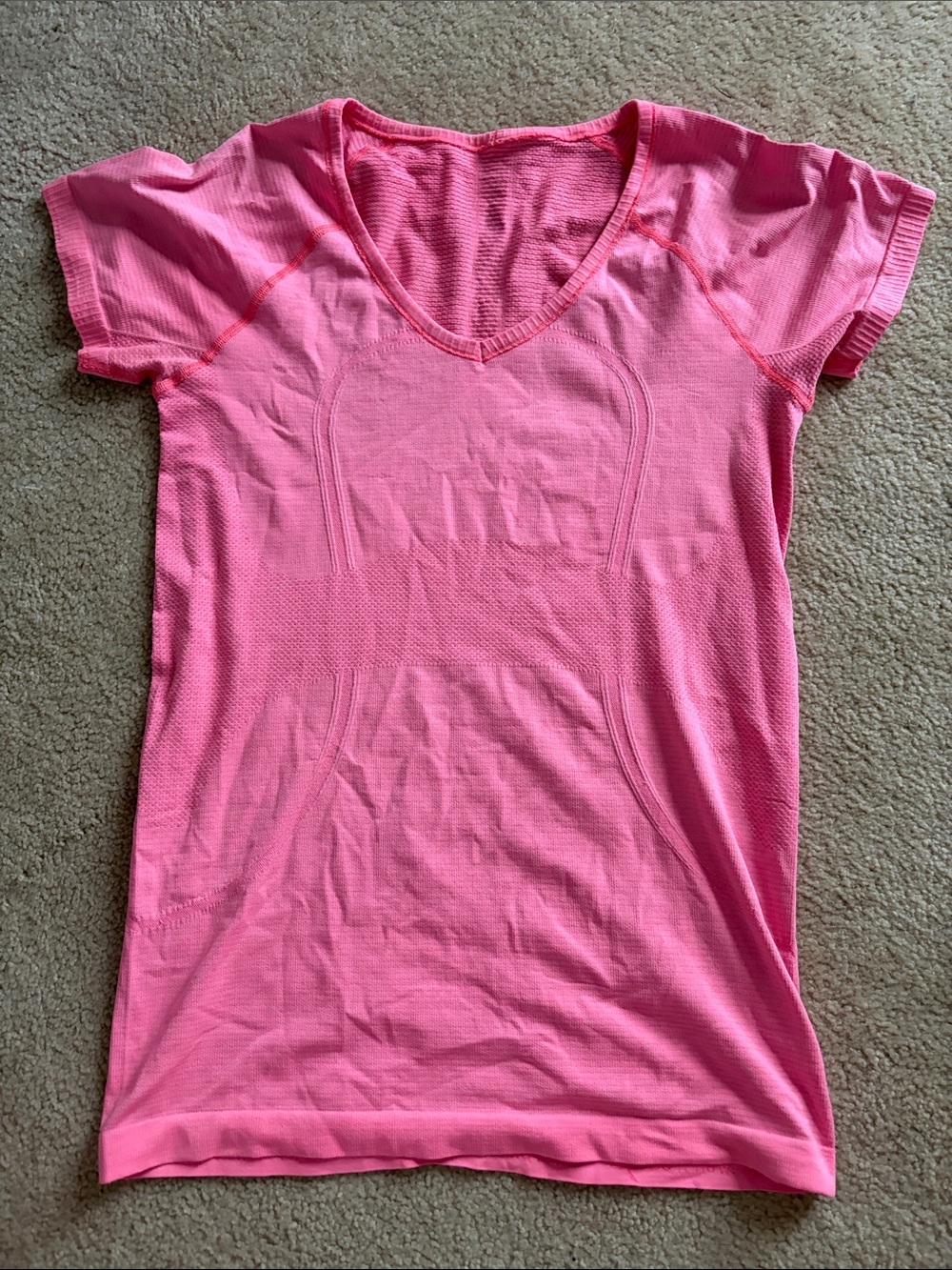 lululemon athletica Pink V-Neck Short Sleeve Tee